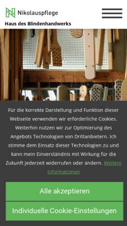 Vorschau der mobilen Webseite www.nikolauspflege.de, Nikolauspflege Haus des Blindenhandwerks gemeinnützige GmbH