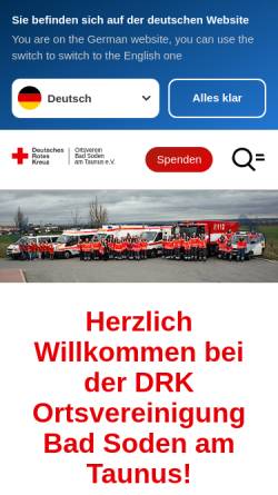 Vorschau der mobilen Webseite www.drk-badsoden.de, Deutsches Rotes Kreuz, Ortsvereinigung Bad Soden