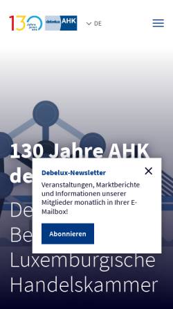 Vorschau der mobilen Webseite debelux.ahk.de, DeBeLux