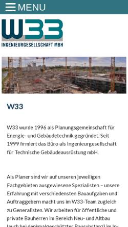 Vorschau der mobilen Webseite www.w33-berlin.de, Ingenieurgesellschaft W33 mbH