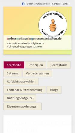 Vorschau der mobilen Webseite anderswohneningenossenschaften.de, Anders wohnen in Genossenschaften