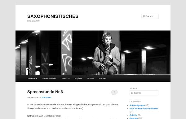 Vorschau von saxophonistisches.de, Saxophonistisches - Das Saxophon-Blog