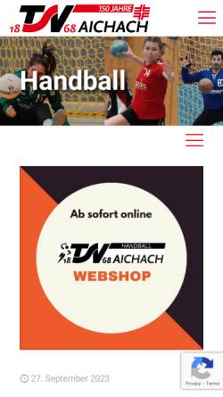 Vorschau der mobilen Webseite www.tsv-aichach-handball.de, TSV Aichach Handball