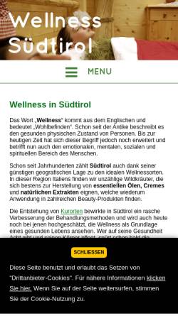 Vorschau der mobilen Webseite www.wellness-spa-suedtirol.com, Wellness Südtirol