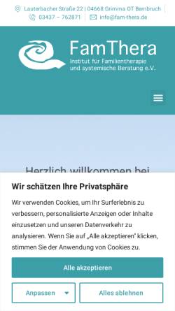 Vorschau der mobilen Webseite www.fam-thera.de, FamThera Institut für Familientherapie und systemische Beratung e.V.