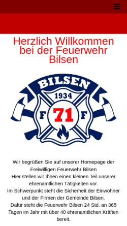 Vorschau der mobilen Webseite www.feuerwehr-bilsen.de, Freiwillige Feuerwehr Bilsen