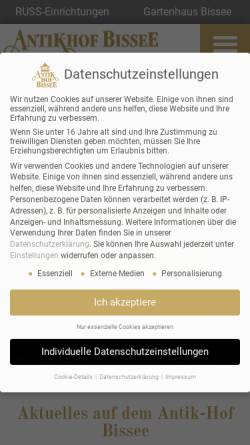 Vorschau der mobilen Webseite www.antikhof-bissee.de, Antikhof Bissee