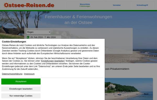 Vorschau von www.ostsee-reisen.de, Ostsee-Reisen.de, Inhaber Andre Vieth