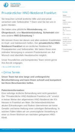 Vorschau der mobilen Webseite www.hno-notdienst-frankfurt.de, Privatärztlicher HNO-Notdienst