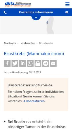 Vorschau der mobilen Webseite www.krebsinformationsdienst.de, Krebsinformationsdienst