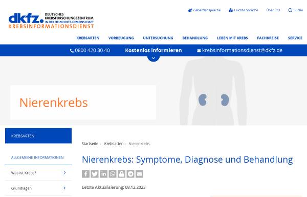 Vorschau von www.krebsinformationsdienst.de, Nierenzellkrebs