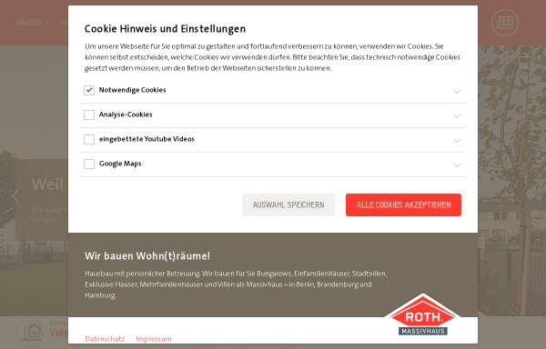 Vorschau von www.roth-massivhaus.de, Bau GmbH Roth