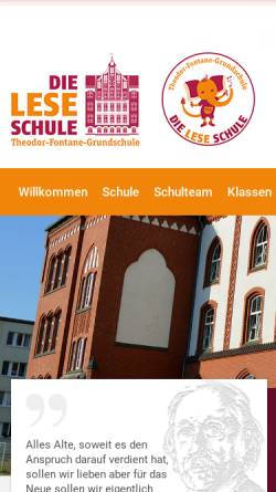 Vorschau der mobilen Webseite www.theodor-fontane-grundschule.de, Theodor-Fontane-Grundschule Fürstenwalde