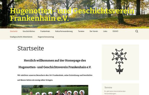 Vorschau von www.frankenhain-hugenotten.de, Hugenotten- und Geschichtsverein Frankenhain e. V.