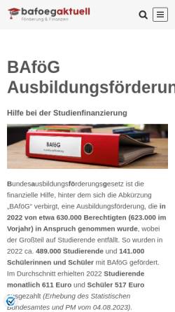 Vorschau der mobilen Webseite www.bafoeg-aktuell.de, Elterngeld für Studenten