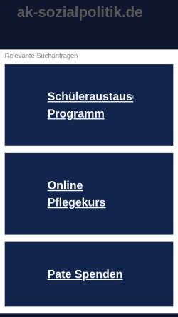 Vorschau der mobilen Webseite www.ak-sozialpolitik.de, Sozialpolitik für Arbeitnehmer
