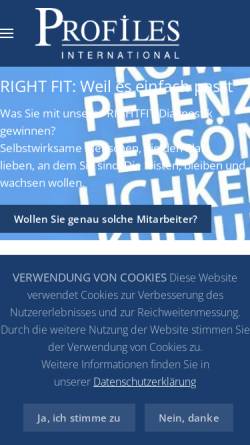 Vorschau der mobilen Webseite www.profilesinternational.de, Profiles GmbH