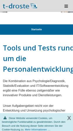 Vorschau der mobilen Webseite www.t-droste.de, T-Droste Computergestützte Diagnostik und Evaluation, Inh. Terence Droste