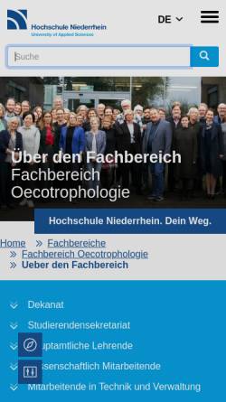 Vorschau der mobilen Webseite www.hs-niederrhein.de, Fachschaftsrat Oecotrophologie der Hochschule Niederrhein