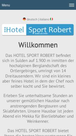Vorschau der mobilen Webseite www.hotel-sportrobert.com, Pension Sport Robert
