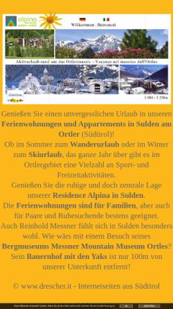 Vorschau der mobilen Webseite www.alpina-residence.com, Residence Alpina