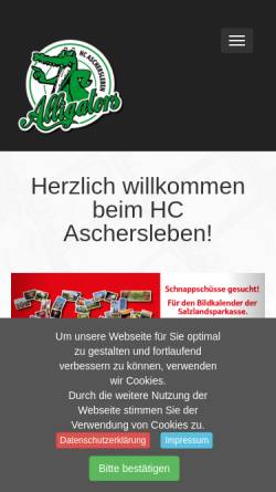 Vorschau der mobilen Webseite www.hc-aschersleben.de, HC Aschersleben „Alligators“