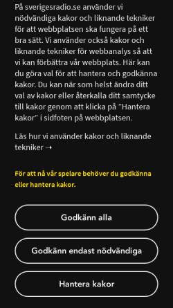 Vorschau der mobilen Webseite sverigesradio.se, Radio Schweden