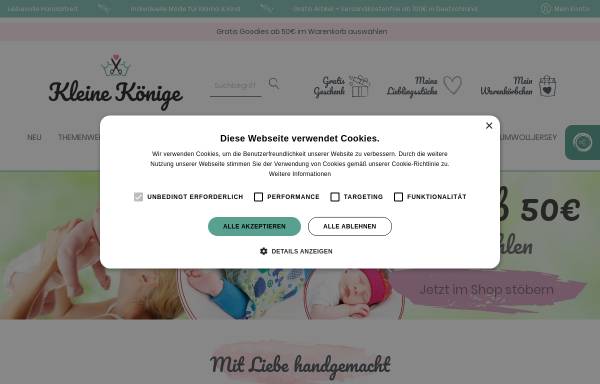 Vorschau von www.kleinekoenige.eu, Kleine Könige – Individuelle Baby Accessoires Inh. Nicole Radtke