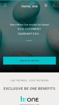 Vorschau der mobilen Webseite www.motel-one.com, Motel One Hotels