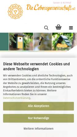 Vorschau der mobilen Webseite handwerksprodukte.de, Onlineshop der Lebensgemeinschaft e.V. Sassen und Richthof