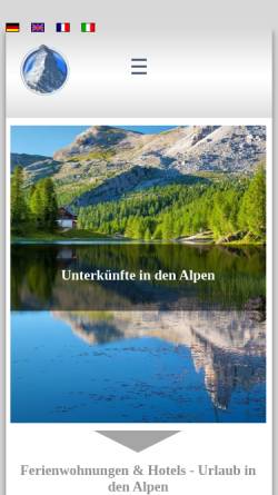 Vorschau der mobilen Webseite www.alpen-reise.com, Alpen Unterkunftsverzeichnis