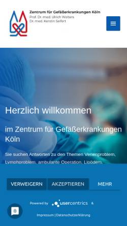 Vorschau der mobilen Webseite www.koeln-gefaesschirurgie.de, Zentrum für Gefässerkrankungen Köln
