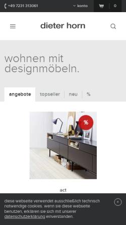 Vorschau der mobilen Webseite www.dieter-horn.de, dieter horn GmbH | Wohnen mit Designmöbeln