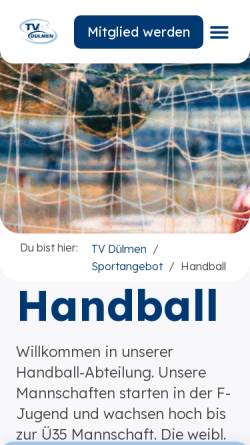 Vorschau der mobilen Webseite www.tvduelmen.de, TV Dülmen Handball