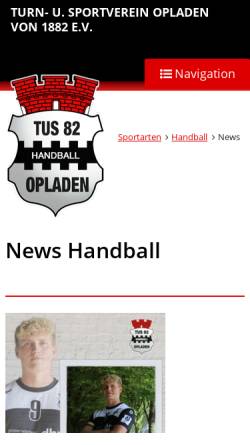 Vorschau der mobilen Webseite www.tus82.de, TuS 82 Opladen - Handball