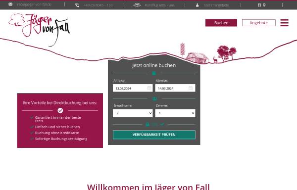 Vorschau von www.jaeger-von-fall.de, Outdoorhotel Jäger von Fall