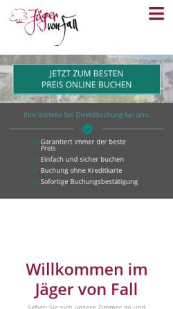 Vorschau der mobilen Webseite www.jaeger-von-fall.de, Outdoorhotel Jäger von Fall