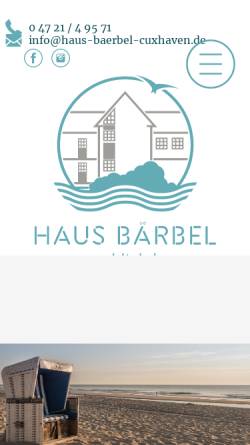 Vorschau der mobilen Webseite www.haus-baerbel-cuxhaven.de, Haus Bärbel