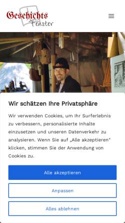 Vorschau der mobilen Webseite www.geschichtsfenster.de, Geschichte hautnah erleben