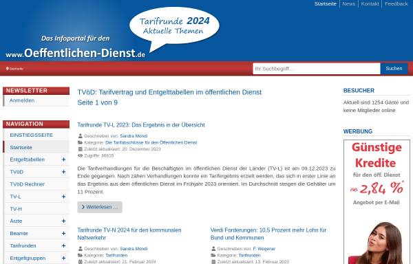 Vorschau von www.oeffentlichen-dienst.de, TVöD Tarifvertrag