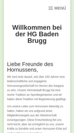 Vorschau der mobilen Webseite hg-badenbrugg.ch, Hornussergesellschaft Baden-Brugg
