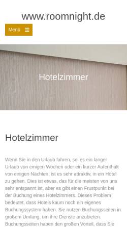 Vorschau der mobilen Webseite www.roomnight.de, Roomnight