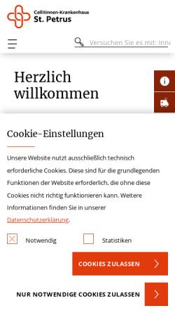 Vorschau der mobilen Webseite www.petrus-krankenhaus-wuppertal.de, Petrus-Krankenhaus