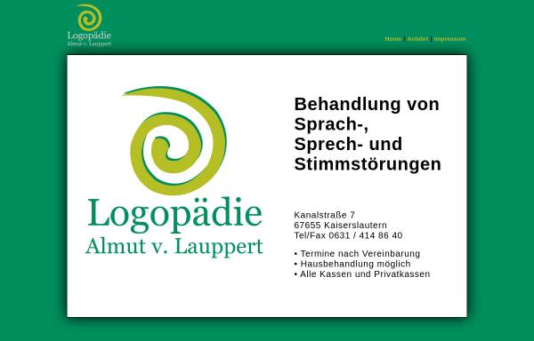 Vorschau von www.logopaedie-vonlauppert.de, Logopädische Praxis Almut von Lauppert