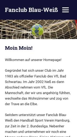 Vorschau der mobilen Webseite www.fanclub-blauweiss.de, Fanclub Blau-Weiß