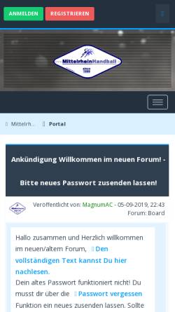 Vorschau der mobilen Webseite www.mittelrheinhandball.de, Mittelrhein Handball