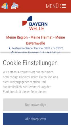 Vorschau der mobilen Webseite www.bayernwelle.de, Radio Chiemgau