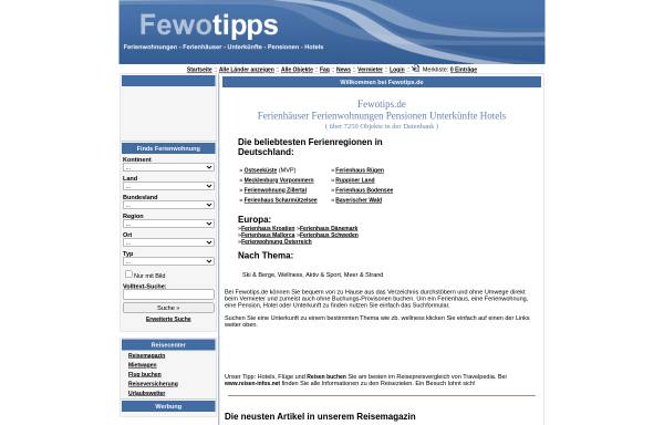 Vorschau von www.fewotips.de, Fewo Tips