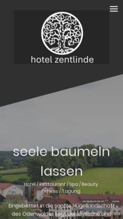 Vorschau der mobilen Webseite www.zentlinde.de, Hotel Zentlinde