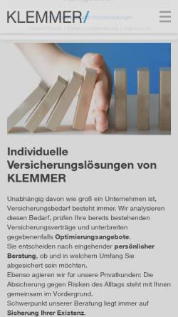 Vorschau der mobilen Webseite www.klemmer-versicherungsmakler.de, Klemmer International Assekuranzmakler GmbH